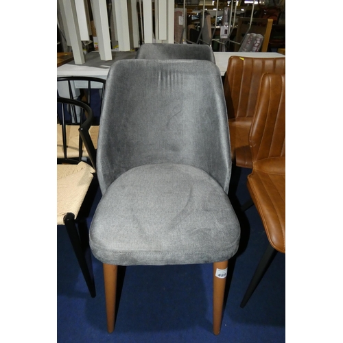 489 - 2 x grey upholstered dining chairs