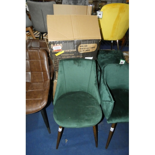 500 - 4 x Smeg Tiaanium dark green upholstered dining chairs