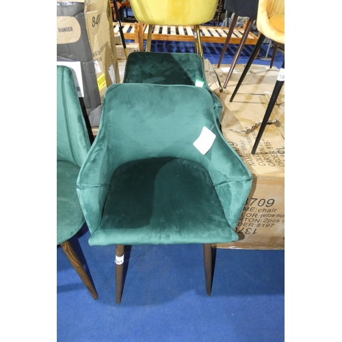 501 - 2 x dark green upholstered dining chairs