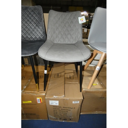 512 - 2 x Woltu grey upholstered dining chairs