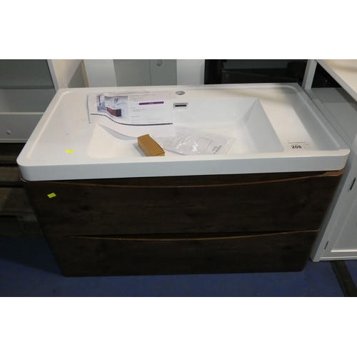 208 - 1 x Harleigh wall mounted vanity unit with a white resin basin approx 900mm wide RRP £319