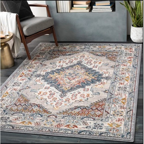 550 - 1 x Kopf grey / taupe / dark blue rug approx 200 x 274cm RRP £74