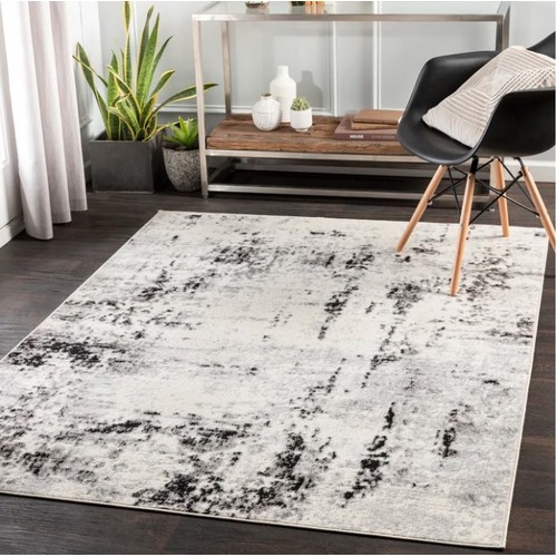 566 - 1 x Hohman grey / black / off white rug approx 200 x 274cm RRP £71