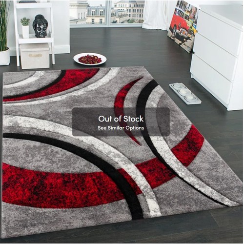 570 - 1 x Hailee flatweave grey / red / black / white rug approx 120 x 170cm RRP £71