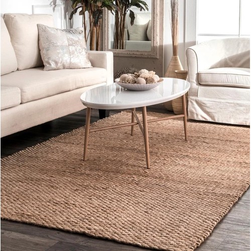 571 - 1 x Norcott handmade 100% Jute flatweave light brown rug approx 3ft x 5ft RRP £66