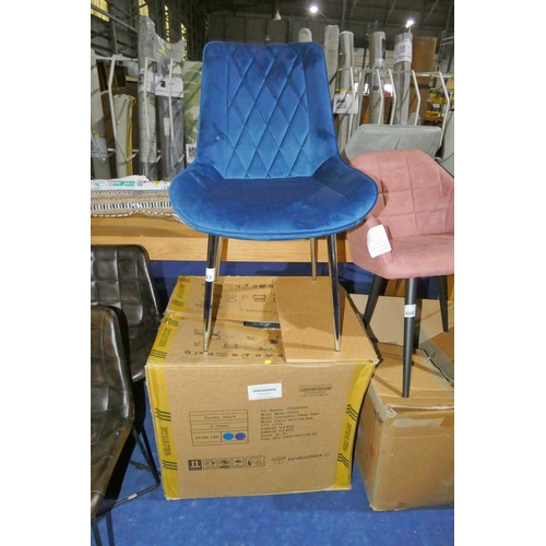 483 - 2 x Pesaro blue upholstered dining chairs