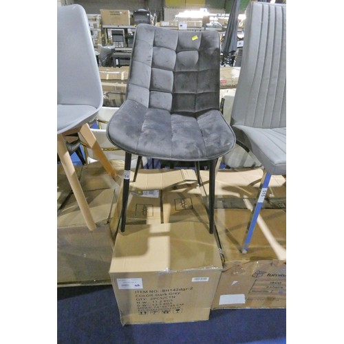 514 - 2 x Woltu dark grey upholstered dining chairs