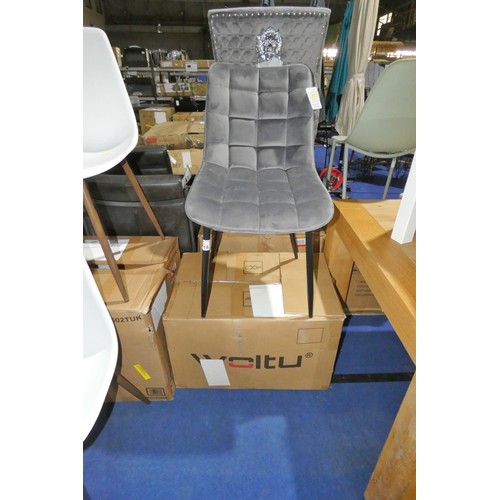 518 - 2 x Woltu grey upholstered dining chairs