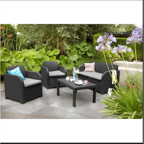 442 - A Keter Oklahoma 4 seater lounge / patio set comprising 1 x two person sofa, 2 x chairs and 1 x coff... 