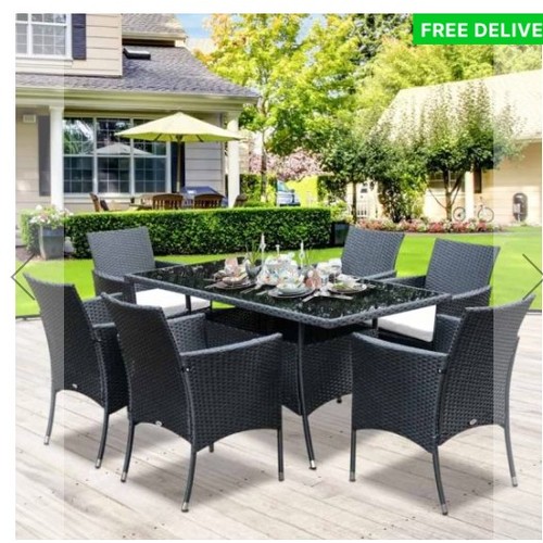 446 - An Outsunny 6 seater synthetic rattan garden seating group with cushions type 471—071 RRP £417 - Sup... 