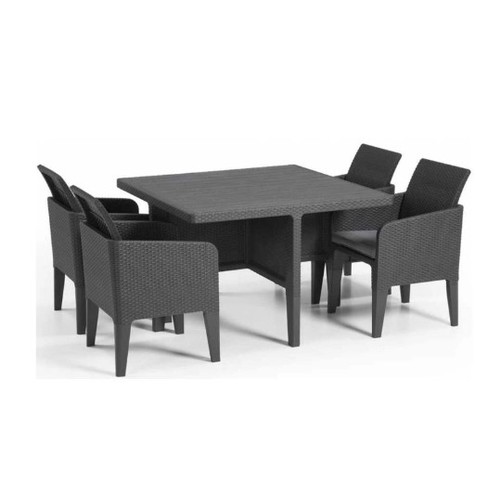 468 - A Keter Santiago garden / patio dining set comprising 1 x table, 4 x chairs and 4 x stools. Supplied... 