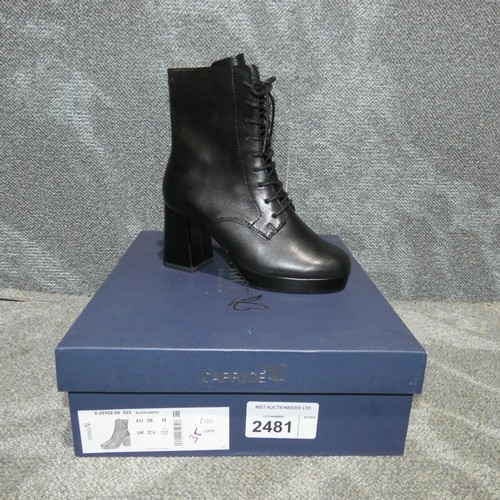 2481 - A pair of ladies boots by Caprice type Black Nappa size 3.5 RRP £120