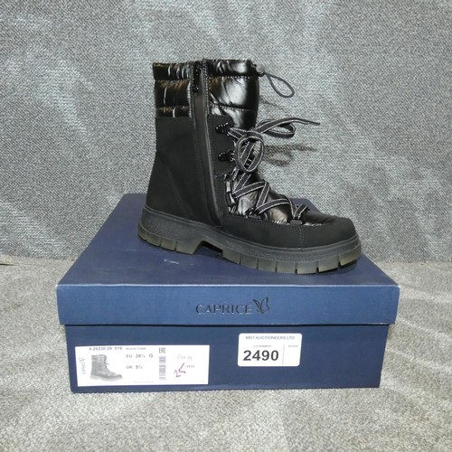 2490 - A pair of ladies boots by Caprice type Black Comb size 5.5 RRP £84