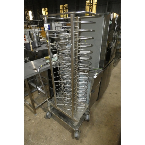 1138 - A commercial stainless steel plate rack for use in 20 grid Rational ovens