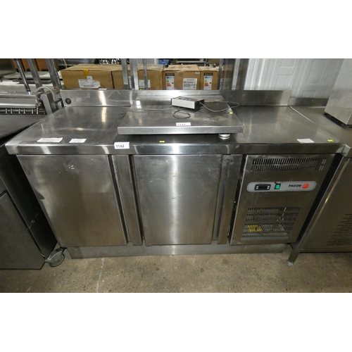 1142 - A commercial stainless steel bench fridge by Fagor, no shelves inside - trade  Tested Working