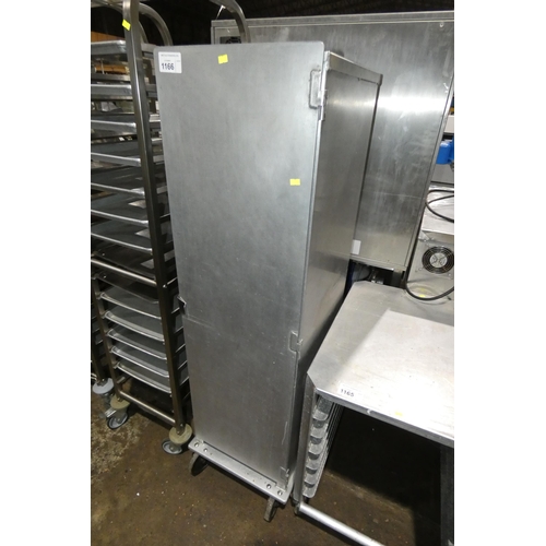 1166 - A mobile aluminium tray cabinet with 25 trays