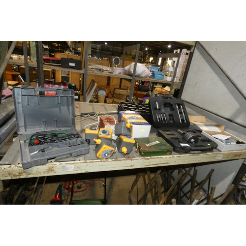 2080 - A quantity of various items including 1 x air nailer, diamond core bits, a Bosch PSE180E multi tool ... 