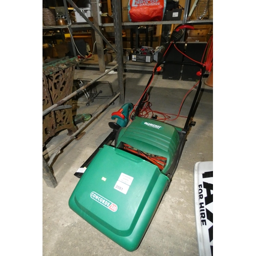 2081 - 1 x Qualcast Concorde 320 lawn mower 240v and 1 x Bosch hedge trimmer 240v (Trade)  Tested Working