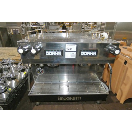 1081 - A 2 group coffee machine by Brugnetti type Officine, 2 handles in auction office - trade