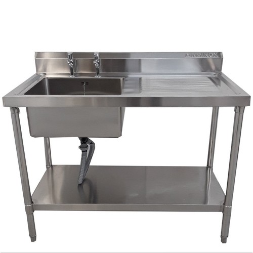 1127 - A boxed commercial stainless steel single sink unit approx 120x60x90cm