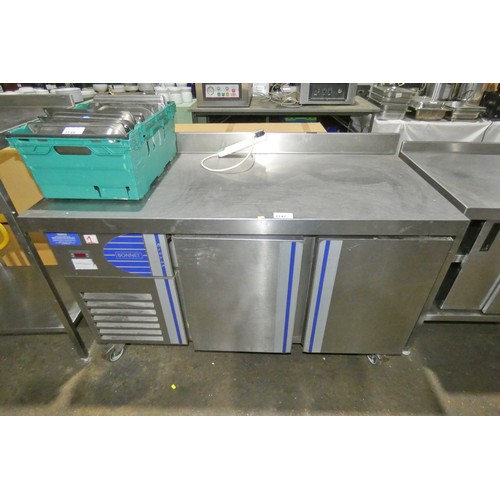 1147 - A commercial stainless steel 2 door bench fridge by Hobart type Bonnet bio top - trade  Tested Worki... 