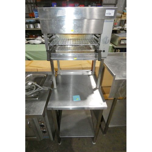 1150 - A commercial stainless steel gas fired steakhouse grill by Electrolux, eye height on a stand and pre... 