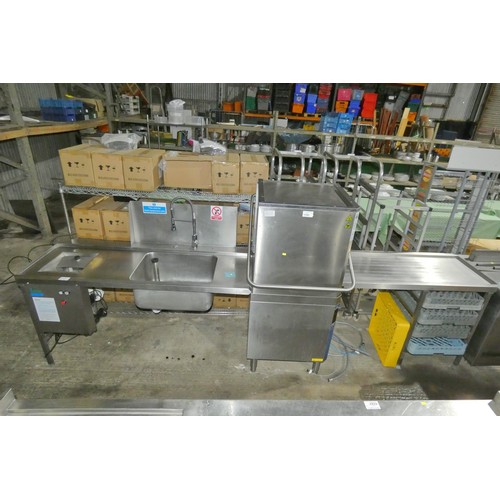 1153 - A commercial stainless steel pass through dishwasher by Electrolux type EHT8G comes with an IMC wast... 