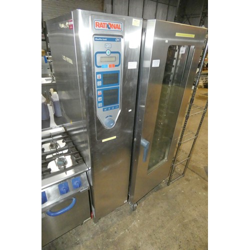 1181 - A commercial stainless steel 20 grid combi oven by Rational type CPC201, comes with filter and troll... 