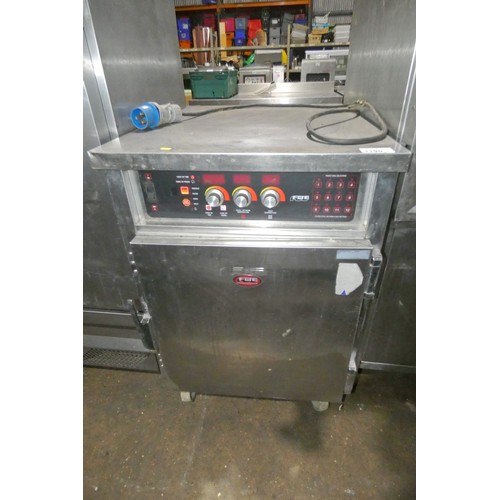 1190 - A commercial stainless steel cook and hold oven by FWE, blue industrial 240v plug attached - trade