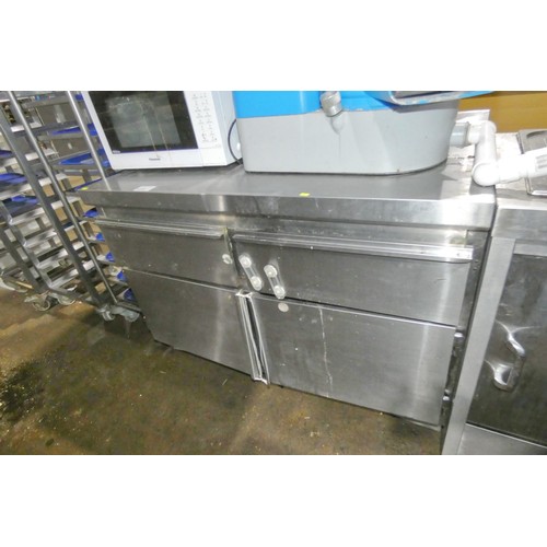 1212 - A commercial stainless steel catering storage cabinet with 2 drawers and a 2 door cupboard, please n... 