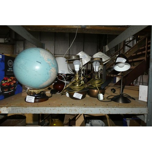 2104 - A quantity of various items including 6 x table lamps 240v, glasses, crockery etc. Contents of 1 bay... 