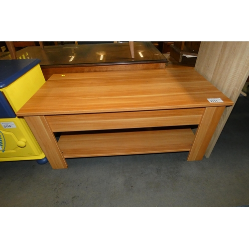 2111 - 1 x wood effect coffee table with shelf below approx 100 x 50cm