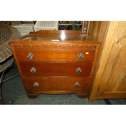 2125 - A dark wood chest of 3 drawers approx 77cm wide