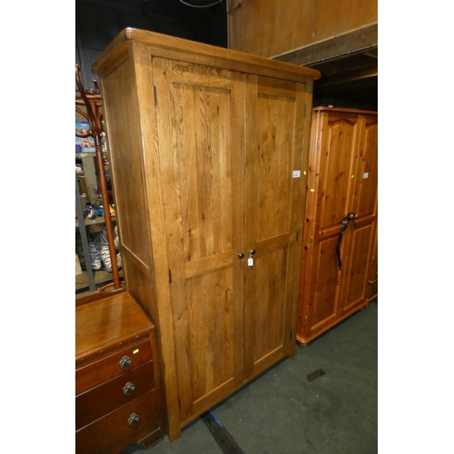 2126 - 1 x rustic Oak two door wardrobe approx 108 x 68 x 193cm high