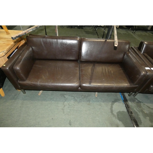 2151 - An Ikea brown upholstered three person sofa approx 197cm wide