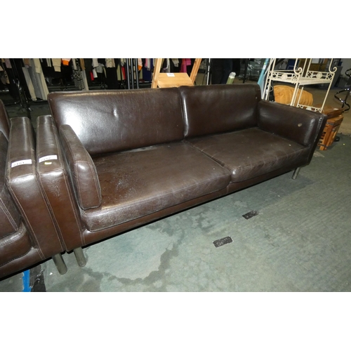 2152 - An Ikea brown upholstered three person sofa approx 197cm wide