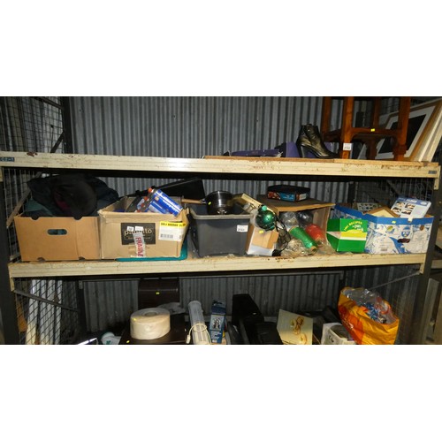 2143 - A quantity of various household items including a Coopers mini vacuum cleaner 240v, DVDs, 220g butan... 