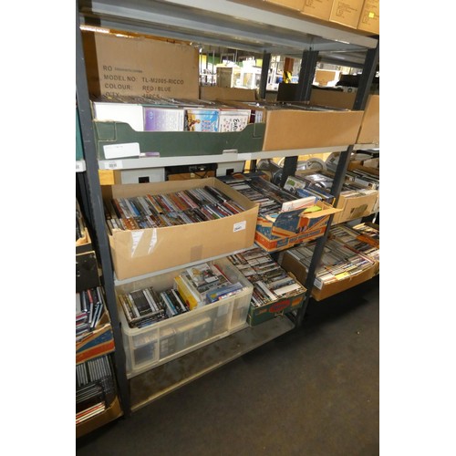 2641 - A large quantity of various DVDs and CDs, contents of 3 shelves