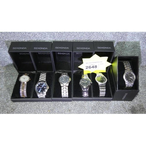 2648 - 6 x boxed men's wrist watches by Sekonda in silver colour