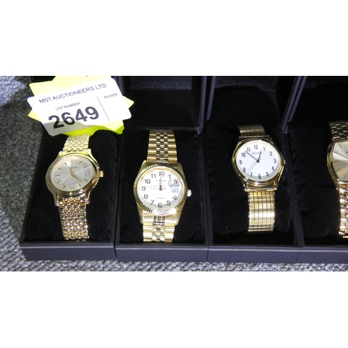 2649 - 6 x boxed men's wrist watches by Sekonda in gold colour