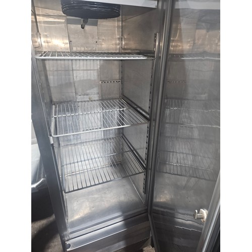 1191 - A tall mobile commercial stainless steel single door fridge by Cornelius no model visible - trade  T... 