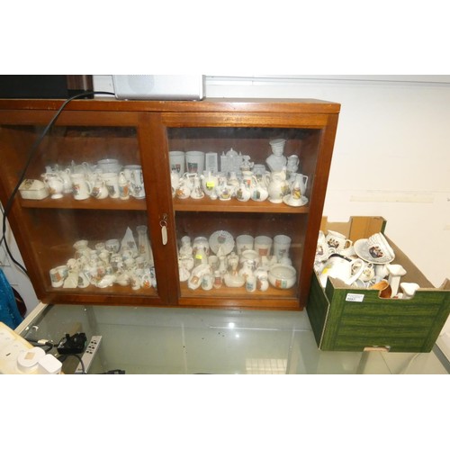 3097 - A large quantity of decorative miniature crested chinaware (2 shelves & a box)