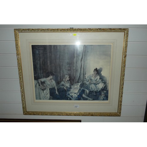 3103 - A large gilt framed Russell Flint print of seated ladies