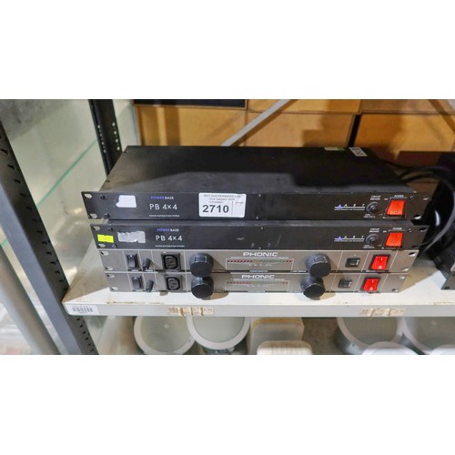 2710 - 2 x rack mount power distribution units by Powerbase and 2 power conditioners by Phonic