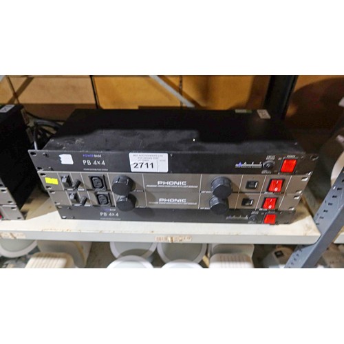 2711 - 2 x rack mount power distribution units by Powerbase and 2 power conditioners by Phonic