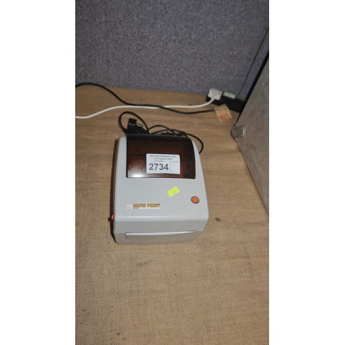 2734 - A Rapid print label printer type RP410 comes with power adapter - trade