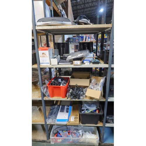 2794 - A quantity of various electrical items including a laminator, office items, cables, headsets etc, co... 