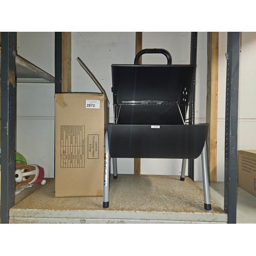 2872 - A boxed unused oil drum charcoal BBQ (BUILT)