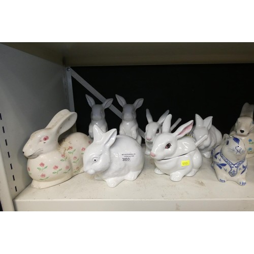 3033 - A quantity of miscellaneous rabbit ornaments (one shelf)