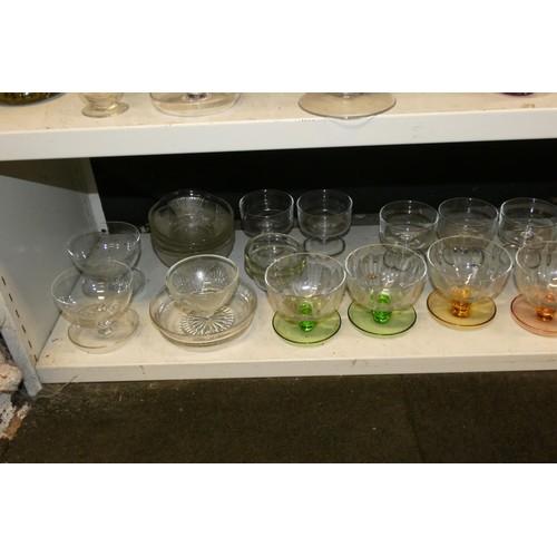 3036 - A quantity of miscellaneous decorative glassware (two shelves)